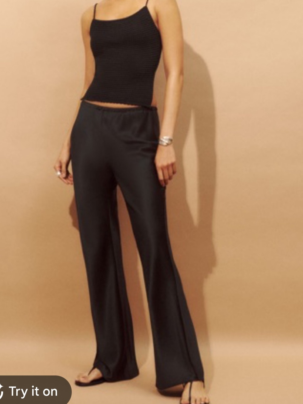Reformation Black High Rise Satin Jeans